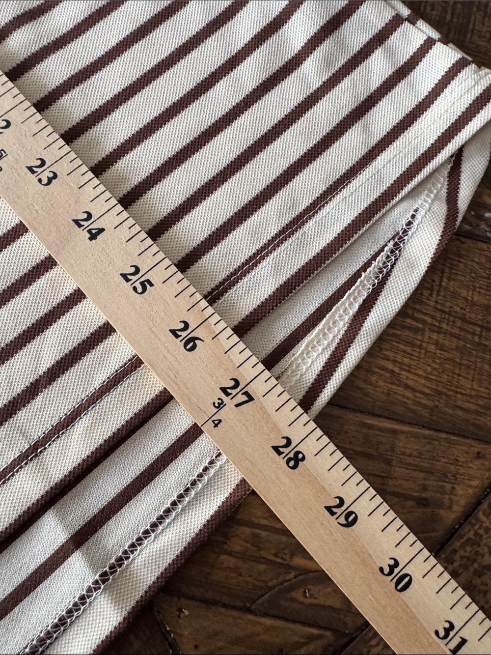 Grace & Emma Striped V-Neck Short Sleeve Top - Cream & Brown Sz XL - Picture 6 of 7